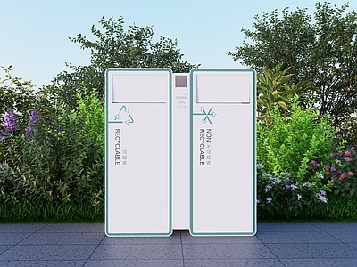 现代其他小品 现代感垃圾桶