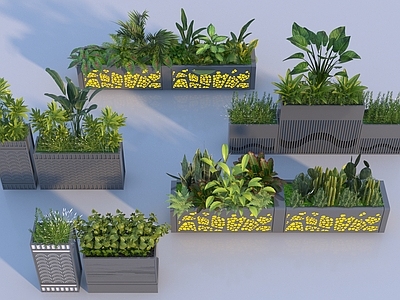 盆栽 现代植物组合花箱 移动花箱 植物花箱