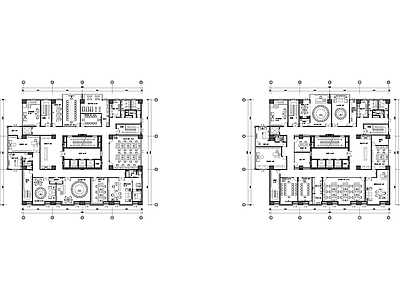 现代整体办公空间 中型办公室 平面图