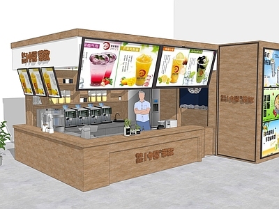 新中式现代奶茶店 角落空间的茶饮店