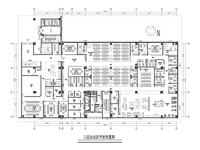 现代开放办公室 共享办公室 办公会所 平面图