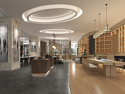 新中式中式茶叶店 新中式茶叶店 宋式茶叶店 茶叶体验馆 宋式茶桌椅 饰品展示柜