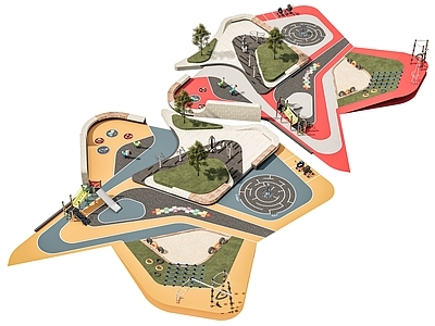 现代景观公园 儿童游乐场地 城市运动公园 儿童滑梯游乐器材 塑胶跑道公园 口袋公园线性公园