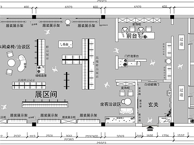现代服装店 女装店 专卖店 橱窗 施工图