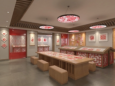 新中式其他展厅 剪纸展厅 剪纸文化
