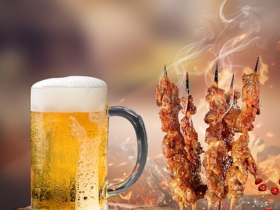 现代其他纸书本 啤酒烤肉海报 烤串广告 海报