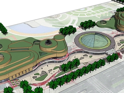 现代鸟瞰规划 建筑公园