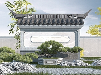 现代其他景观小品 中式照壁