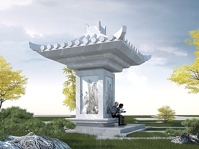 现代其他景观小品 中式亭子
