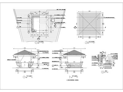 新中式复古其他景观 新中式景观亭 施工图