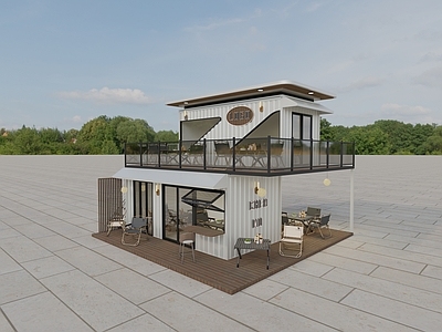 现代奶茶店 现代工业风集装箱 奶茶店 小吃店 咖啡厅