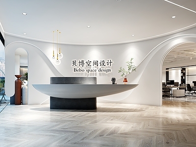 现代办公大厅 办公大厅 水吧区 吧台 前台 吧椅