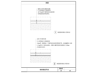 地面综合节点 地砖铺装节点 瓷砖地面节点 施工图