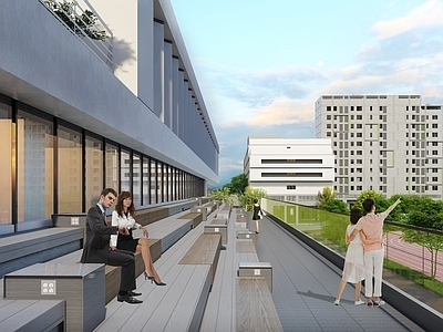 现代办公景观 高差台阶景观 休闲台阶