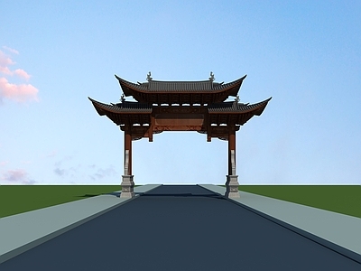 现代新中式古建 现代牌坊造型