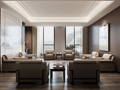 现代新中式接待室 接待室 豪华接待室 酒店接待室 会议接待室