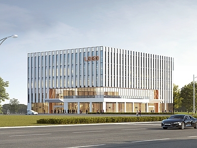 现代极简厂房 现代多层厂房 产业园建筑 工业建筑 现代简约 简约厂房建筑