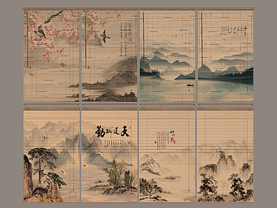 中古中式窗帘 卷帘 竹帘 布帘 窗帘 帘子