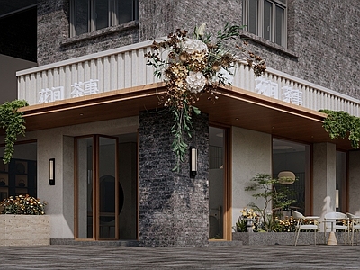 新中式复古花店 新中式茶饮店 野兽派花店 外摆 长吧台 棋牌