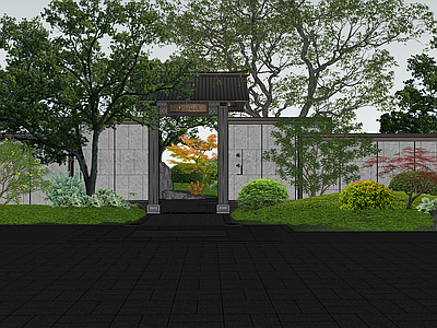 现代新中式办公景观 建发 庭院 宅间花园 对景