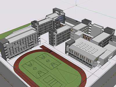 现代学校建筑 教学楼学校 现代主义学校