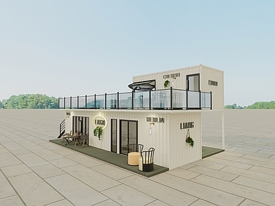 现代奶茶店 现代工业风集装箱 奶茶店 咖啡厅 小吃店