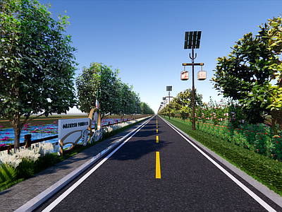 现代滨水景观 滨水乡村道路