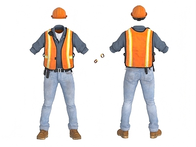 衣服 工人服装 工人衣服 建筑施工衣服 安全帽 反光马甲