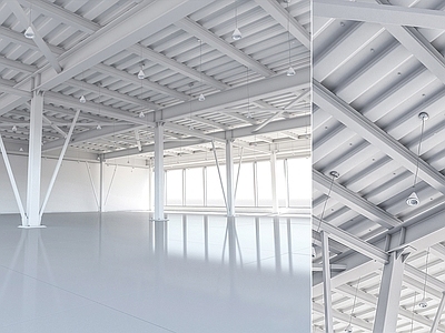 现代简约其他局部构件 钢结构厂房 建筑框架 钢结构建筑框架