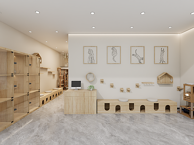 现代简约宠物店 现代简约宠物店 宠物寄养间 猫爬架 猫寄养间