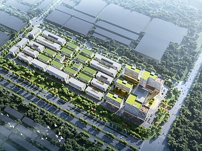现代厂房 现代厂房 现代工业厂房 现代产业园 多层办公 现代简约厂房建筑