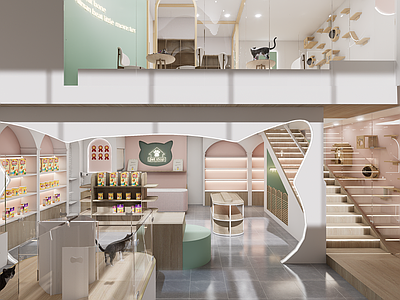 现代简约宠物店 现代简约宠物店 猫爬架 宠物货架