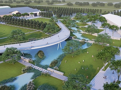 现代滨水景观 河道景观 湿地公园 驳岸