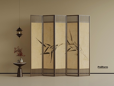中古屏风 中古风屏风 茶几 吊灯