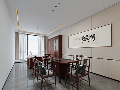 中式经理办公室 中式办公桌 现代经理