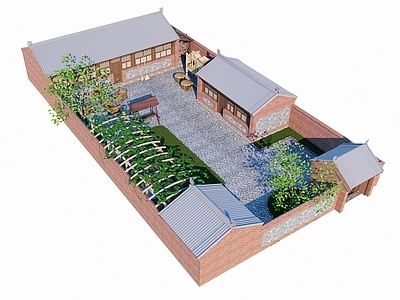 现代四合院 乡村民居 乡村四合院 民居庭院 北方民居