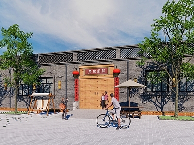 新中式中式民宿门头 入户门 庭院门 商业门头 景观大门