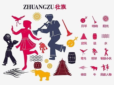 现代挂件 壮族人物剪影