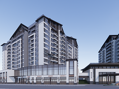新中式小区建筑 新中式住宅小区