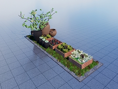 新中式乡村庭院 菜园菜地 一米菜园 乡村庭院小品 蔬菜种植池