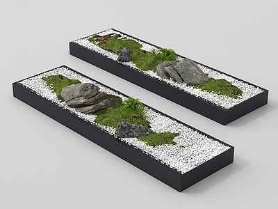 现代庭院小品 现代庭院小品 植物组合 石头景观造景