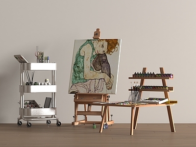 画具 现代画架 颜料 画板 画笔 美术画板工具组合