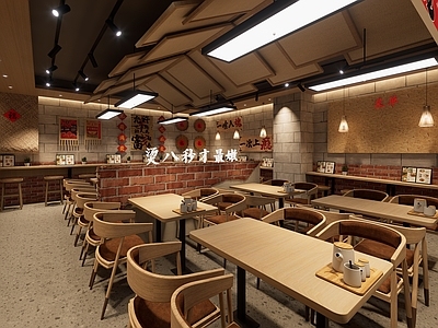 现代中式快餐店 小吃快餐店明档 米线店 餐饮店