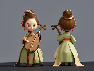 女人 古代美女 琵琶女 公仔 玩偶 雕塑摆件