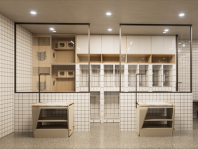 现代简约宠物店 现代简约宠物店 宠物寄养间 宠物美容间 宠物用品 奶油风宠物店