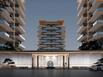 现代小区建筑 酒店式社区大门 小区景观大门 海派社区入口