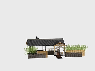 中式乡村庭院 大门