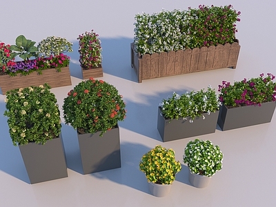 盆栽 现代绿植景观花箱 防腐木花箱 户外移动景观花箱