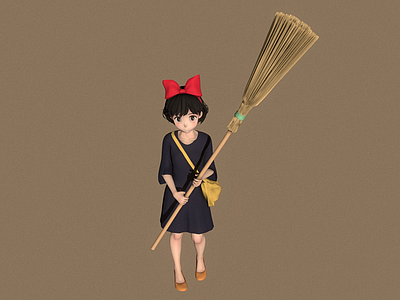 女人 卡通女孩 动漫女孩 可爱的魔女 扫帚女巫 小巫女