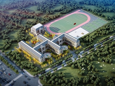 简欧鸟瞰规划 简欧学校鸟瞰